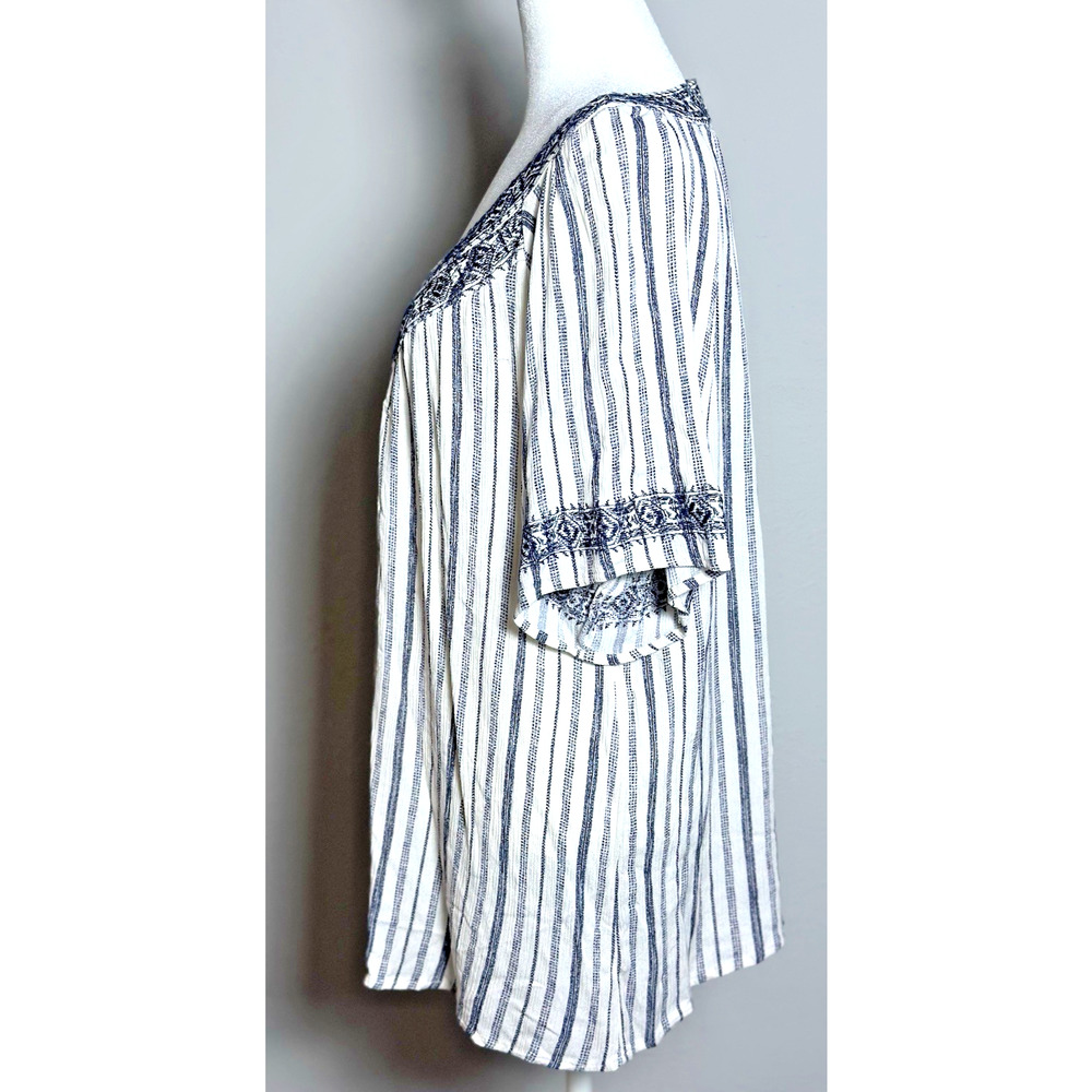 Knox Rose Womens Cream Navy Stripped Bohemian‎ Womens Casual Oversized Top XXL - Picture 5 of 16